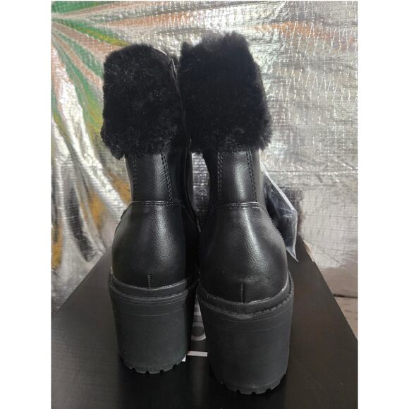 NWT Torrid Fur Hiker Bootie Chunky Black Block Boots Shoe Plus Size: 11.5 Wide - Picture 7 of 8